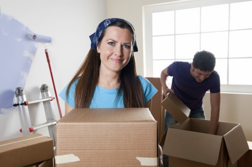 Boxes and furniture prepared for a central London apartment removal