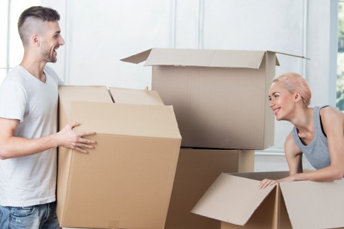 Packed moving boxes ready for removals in Farringdon